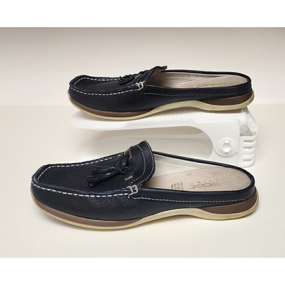 GEOX Black Leather Horsebit Buckle Slide Loafers Size US 7